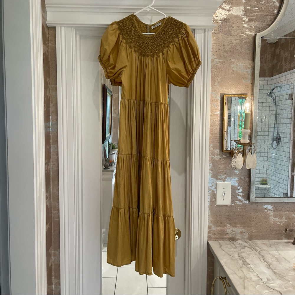 Doen yellow Maxi Sundress with Puff Sleeves